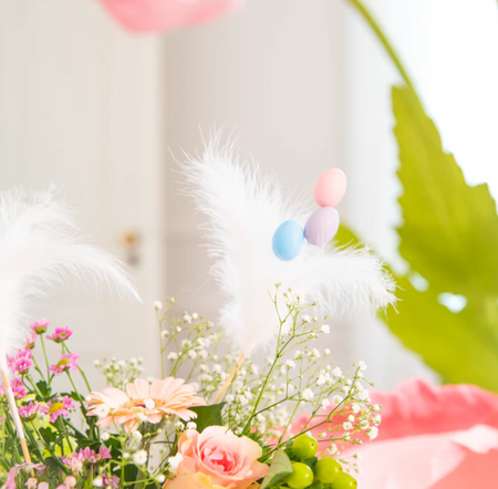 DEKORACJA JAJKA Z PIÓRKAMI NA PATYKU MIX 1 SZT. WIELKANOC