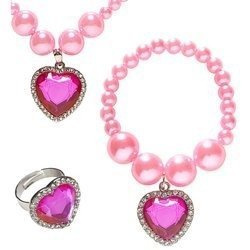 ZESTAW BIŻUTERII DLA MAŁEJ KSIĘŻNICZKI KRÓLEWNY RÓŻOWY SERCE KORALIKI