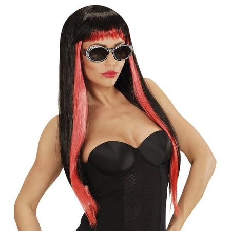 PERUKA DAMSKA GOTYCKA CZARNO-CZERWONA