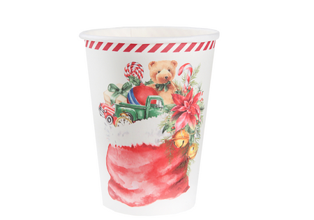 KUBECZKI PAPIEROWE ŚWIĄTECZNE SANTA CLAUS 270 ML 10 SZT 