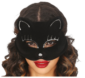 MASKA KOTKA CZARNA ZAMSZOWA Z BROKATEM