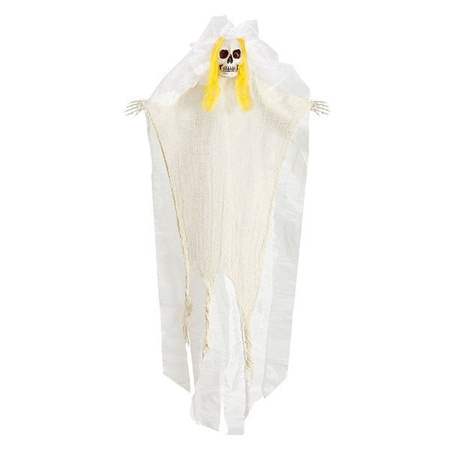 SCHELETRO SPOSA CON TESTA LUMINOSA LAMPEGGIANTE 105 cm 