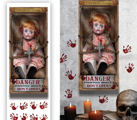 NAKLEJKA HALLOWEEN ZABÓJCZA LALKA 25 X 70 CM