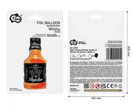 BALON FOLIOWY WHISKY, 32X65CM