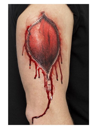 Tatuaż zdarta skóra, charakteryzacja, Halloween