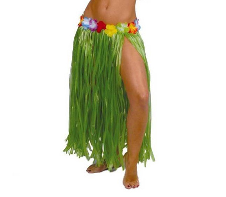 ZESTAW: SPÓDNICA HAWAJSKA ZIELONA + ZESTAW HAWAJSKI: OPASKA, NASZYJNIK I  BRANSOLETKI ZIELONE