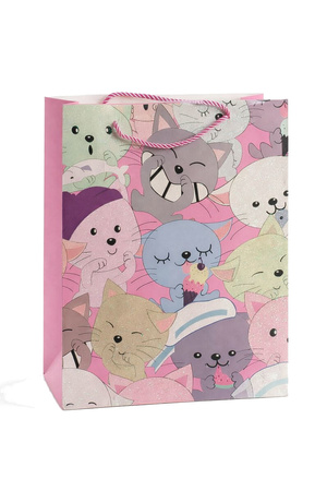 TOREBKA PREZENTOWA KOTKI BROKATOWA 26 X 32 X 10 CM