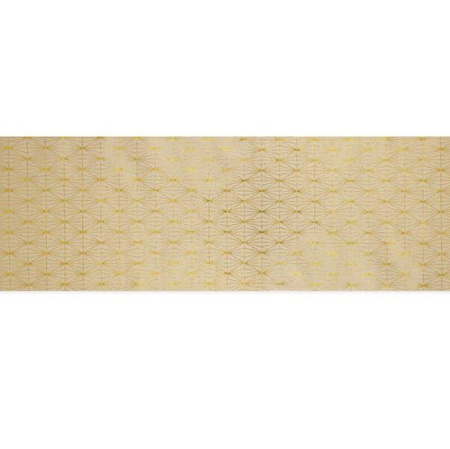 BIEŻNIK LNIANY ROMBY BEŻOWO-ZŁOTY 275x28 CM