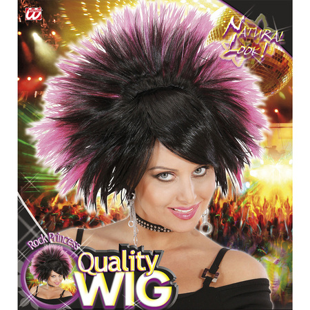 PERUKA KRÓLOWA ROCK CZARNORÓŻOWA