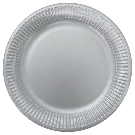 TALERZYKI PAPIEROWE SREBRNE 23 CM 8 SZT