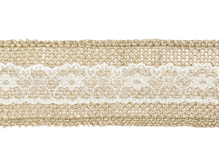 TAŚMA JUTOWA Z KORONKĄ