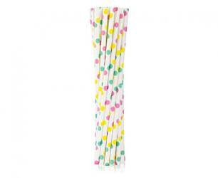 SŁOMKI PAPIEROWE KOLOROWE GROSZKI 6 X 197 MM 12 SZT
