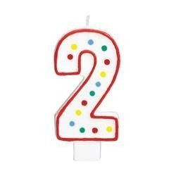 ŚWIECZKA URODZINOWA CYFRA 2 KROPKI 11cm