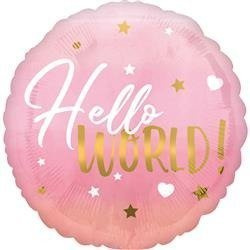 BALON FOLIOWY WITAJ ŚWIECIE 43 CM