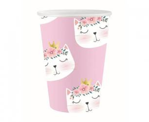KUBECZKI PAPIEROWE RÓŻOWE Z KOTKAMI 250 ML 6 SZT.