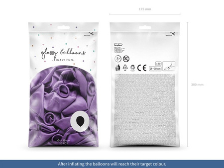 BALONY GLOSSY 30 CM FIOLETOWY 50 SZT