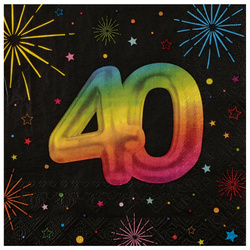SERWETKI PAPIEROWE FIESTA 40 URODZINY 33X33 CM 12 SZT