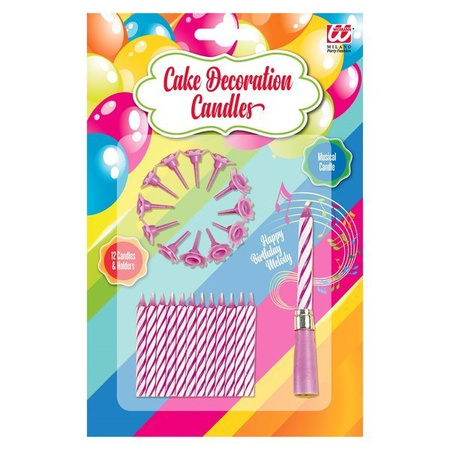 ŚWIECZKI URODZINOWE RÓŻOWE 12 SZT 