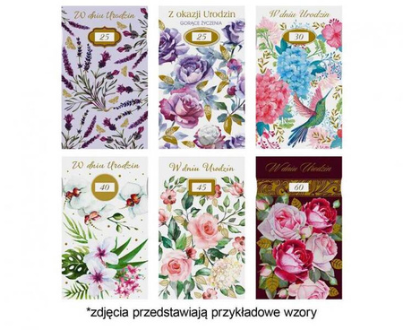 Laurka z cyframi na kółkach LO 115x190 Urodziny zest. 572 Kwiaty - Akwarela, Cyfry, Grafika, Kobiece, Młodzieżowe