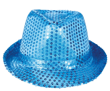 KAPELUSZ CEKINOWY NIEBIESKI
