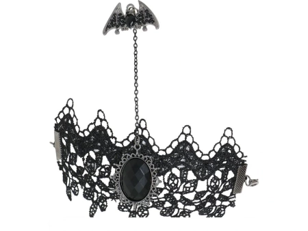 BRANSOLETKA Z PIERŚCIONKIEM NIETOPERZ 