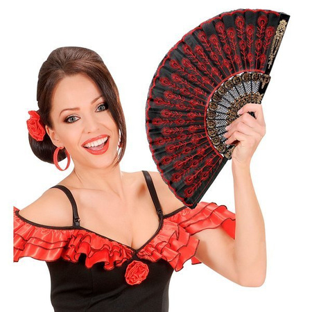 WACHLARZ HISZPAŃSKI CZARNO-CZERWONY