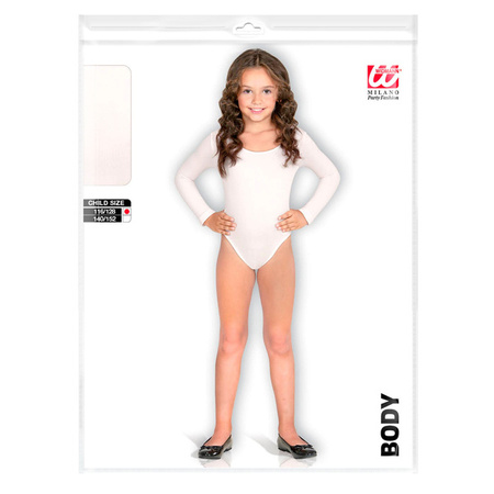 BODY DZIECIĘCE DŁUGI RĘKAW BIAŁE BLUZKA TANCERKA