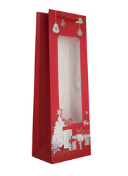 TOREBKA PREZENTOWA ŚWIĄTECZNA NA BUTELKĘ Z OKIENKIEM 35 X 12 X 9 CM
