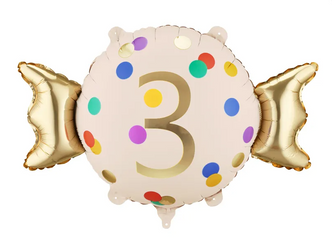 BALON FOLIOWY CUKIEREK 3 CYFRA 61 X 37 CM