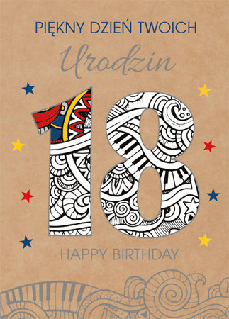 KARTKA Z OKAZJI URODZIN GEOMETRYCZNA 18 EKO