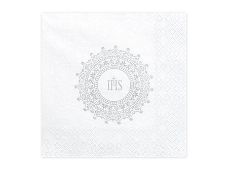 SERWETKI 33X33cm PIERWSZA KOMUNIA SREBRNE