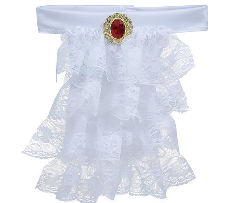 BIAŁY KORONKOWY ŻABOT Z KAMIENIEM