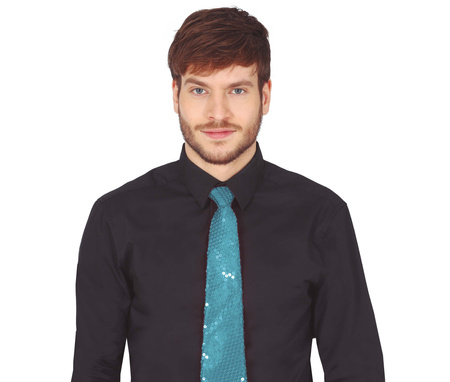 KRAWAT CEKINOWY JASNY NIEBIESKI