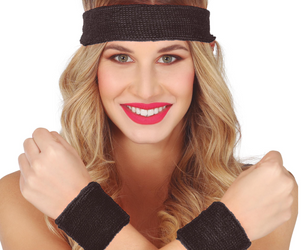 ZESTAW 2 CZARNYCH OPASEK NA RĘKĘ I OPASKA NA GŁOWĘ