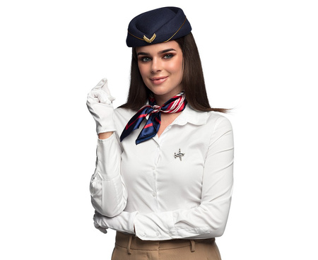 Zestaw Stewardesa (czapka, rękawiczki, szalik, odznaka)