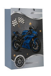 TORBA PREZENTOWA NIEBIESKI MOTOCYKL 30X42X20 CM