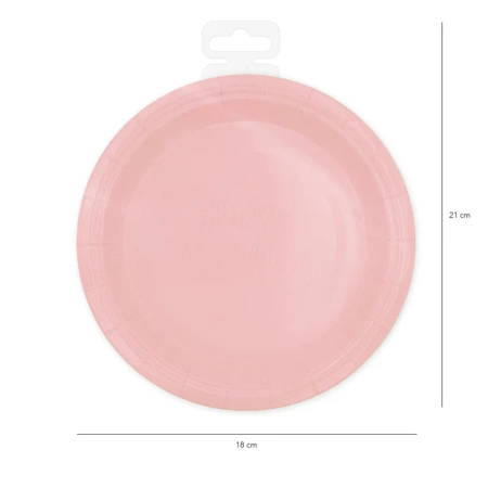TALERZYKI PAPIEROWE RÓŻOWY 18 CM 6SZT.