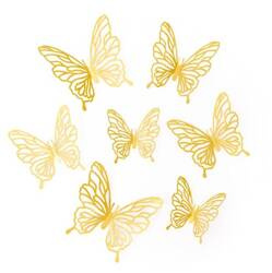 NAKLEJKI 3D MOTYLE AŻUROWE ZŁOTE 12 SZT.