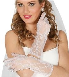 RĘKAWICZKI BIAŁE KORONKOWE 36 CM