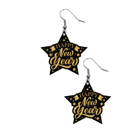 KOLCZYKI HAPPY NEW YEAR SYLWESTER GWIAZDKI