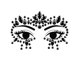 DEKORACJA NA TWARZ KRYSZTAŁKI CZARNE 15 X 9CM