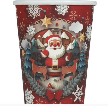 KUBECZKI PAPIEROWE MERRY CHRISTMAS MIKOŁAJ 240 ML 6 SZT.