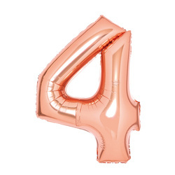 BALON FOLIOWY CYFRA 4 RÓŻOWE ZŁOTO 66 CM