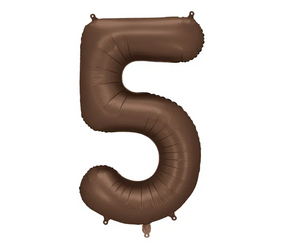 BALON FOLIOWY CYFRA 5 86 CM MOCCA