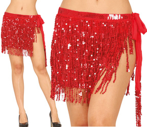 CZERWONA CEKINOWA SPÓDNICZKA TANCERKI BRZUCHA