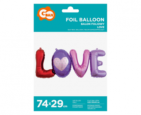 BALON FOLIOWY LITERY LOVE 74 CM