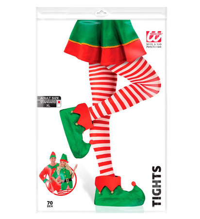 RAJSTOPY DAMSKIE ELF BIAŁO-CZERWONE PASKI 70 DEN 