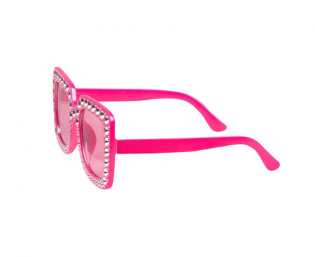 Okulary Bling różowe z błyszczącymi kryształkami impreza karnawał