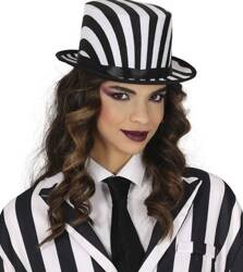 KAPELUSZ W PASKI CZARNO-BIAŁY