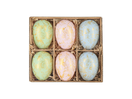 DEKORACJE WISZĄCE JAJKA POZŁACANE PASTEL MIX 6 SZT. WIELKANOC
